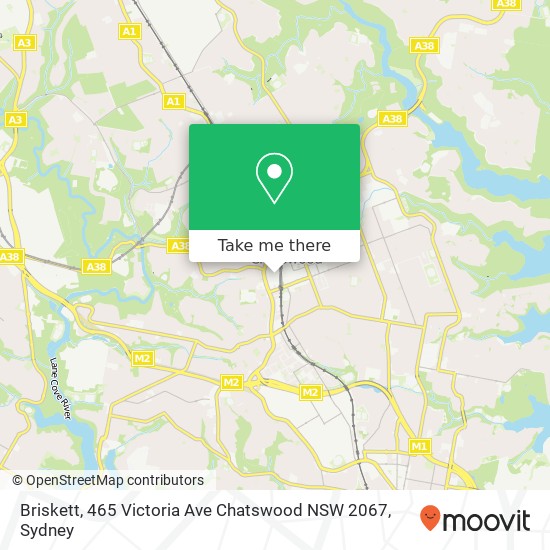 Mapa Briskett, 465 Victoria Ave Chatswood NSW 2067