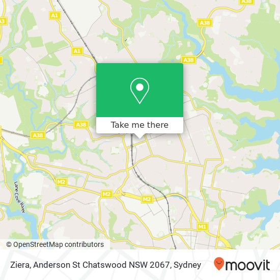 Mapa Ziera, Anderson St Chatswood NSW 2067
