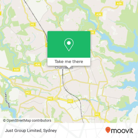 Mapa Just Group Limited, Archer St Chatswood NSW 2067