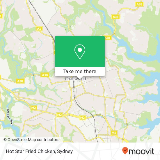 Mapa Hot Star Fried Chicken, 88 Archer St Chatswood NSW 2067