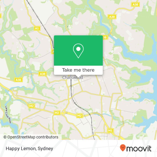 Mapa Happy Lemon, Mills Ln Chatswood NSW 2067