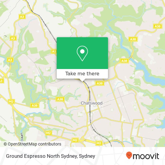 Mapa Ground Espresso North Sydney, 100 Pacific Hwy Roseville NSW 2069