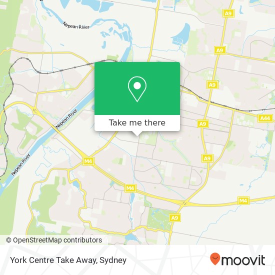 Mapa York Centre Take Away, 49-53 York Rd Jamisontown NSW 2750