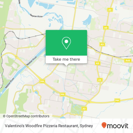 Mapa Valentino's Woodfire Pizzeria Restaurant, York Rd Jamisontown NSW 2750