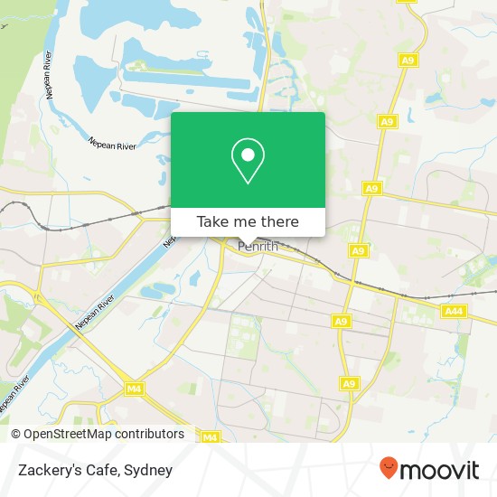 Mapa Zackery's Cafe, High St Penrith NSW 2750