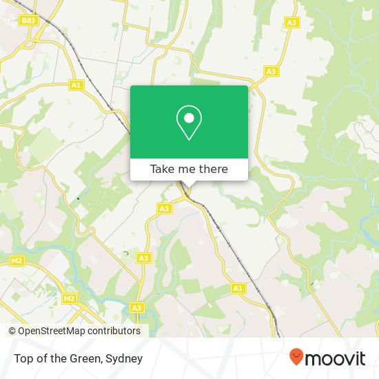 Mapa Top of the Green, Pymble NSW 2073