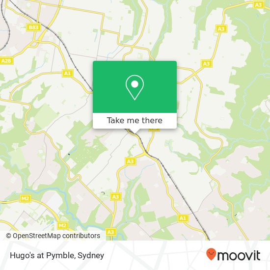 Mapa Hugo's at Pymble, 939 Pacific Hwy Pymble NSW 2073