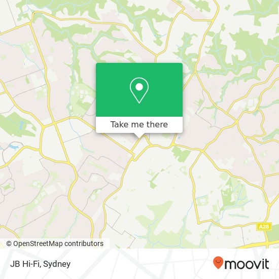 Mapa JB Hi-Fi, Pennant St Castle Hill NSW 2154