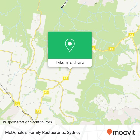 Mapa McDonald's Family Restaurants, Mona Vale Rd St Ives NSW 2075