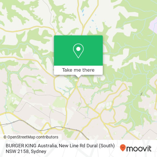 Mapa BURGER KING Australia, New Line Rd Dural (South) NSW 2158