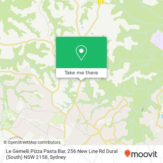 Mapa Le Gemelli Pizza Pasta Bar, 256 New Line Rd Dural (South) NSW 2158