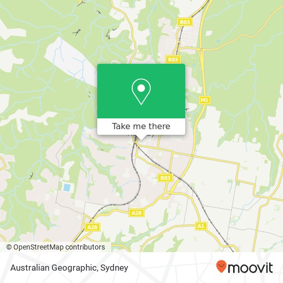 Australian Geographic, Hunter St Hornsby NSW 2077 map