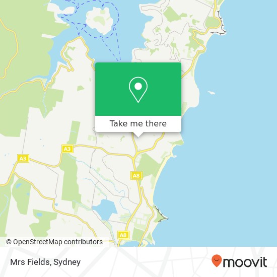 Mapa Mrs Fields, 84 Darley St Mona Vale NSW 2103
