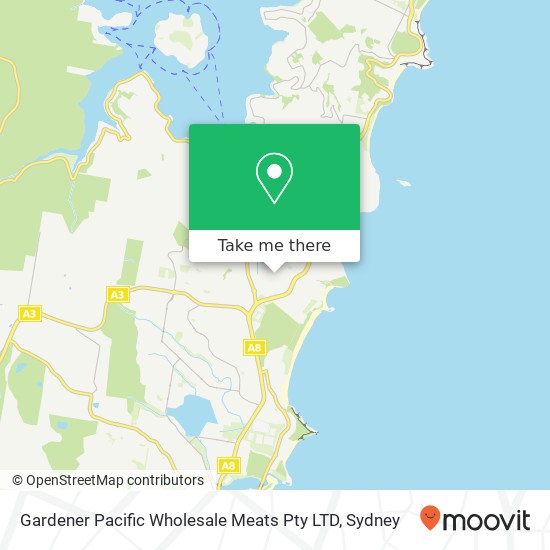 Mapa Gardener Pacific Wholesale Meats Pty LTD, 8 Taronga Pl Mona Vale NSW 2103