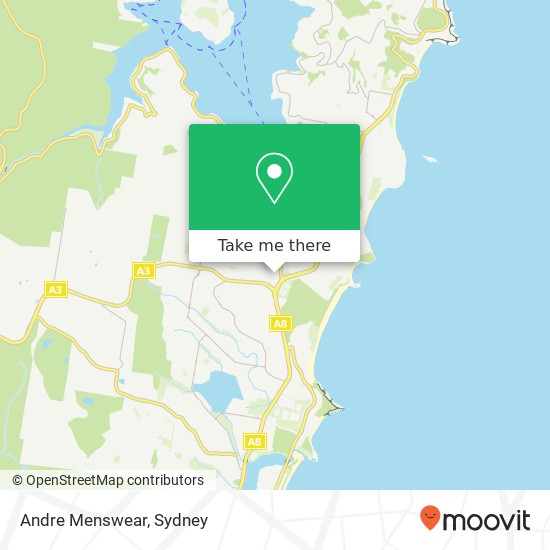 Mapa Andre Menswear, 16 Waratah St Mona Vale NSW 2103