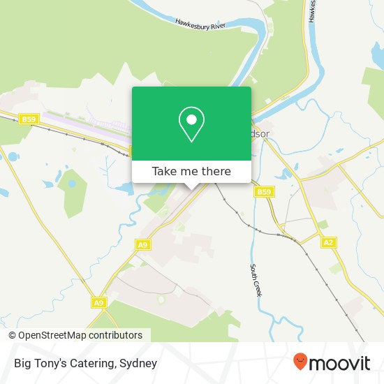 Mapa Big Tony's Catering, 501 George St South Windsor NSW 2756