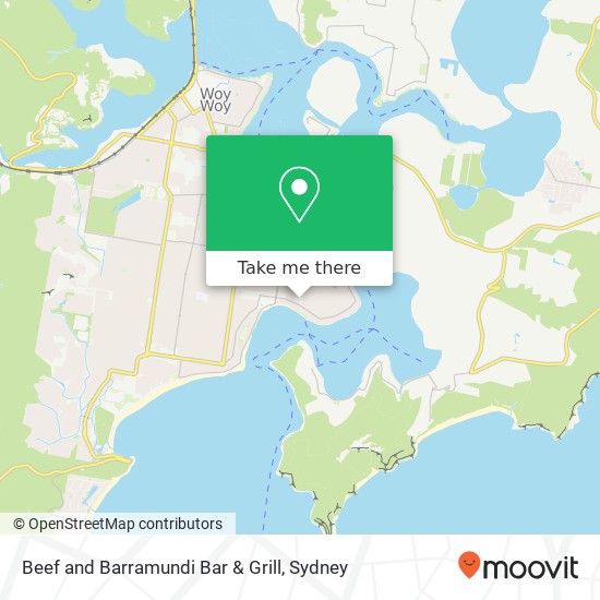 Mapa Beef and Barramundi Bar & Grill, 189 Ocean View Rd Ettalong Beach NSW 2257