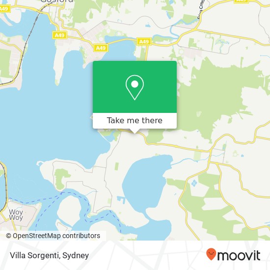 Mapa Villa Sorgenti, Avoca Dr Green Point NSW 2251
