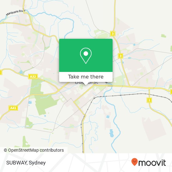 Mapa SUBWAY, 104 William St Bathurst NSW 2795