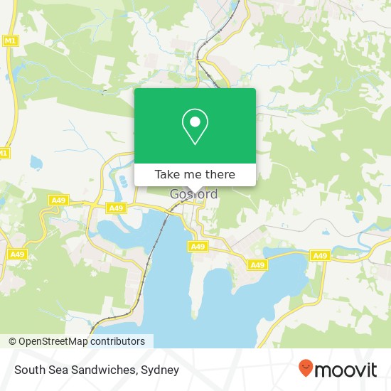 Mapa South Sea Sandwiches, 171 Mann St Gosford NSW 2250