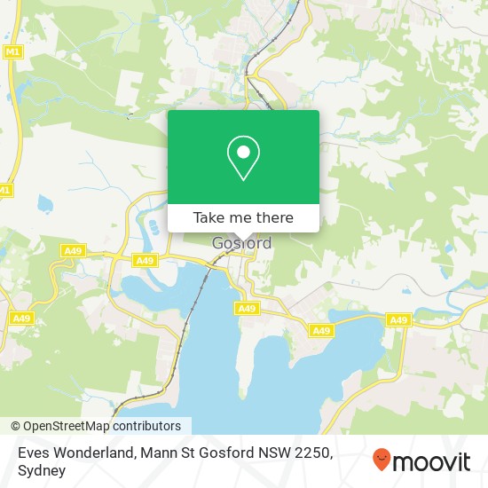 Eves Wonderland, Mann St Gosford NSW 2250 map
