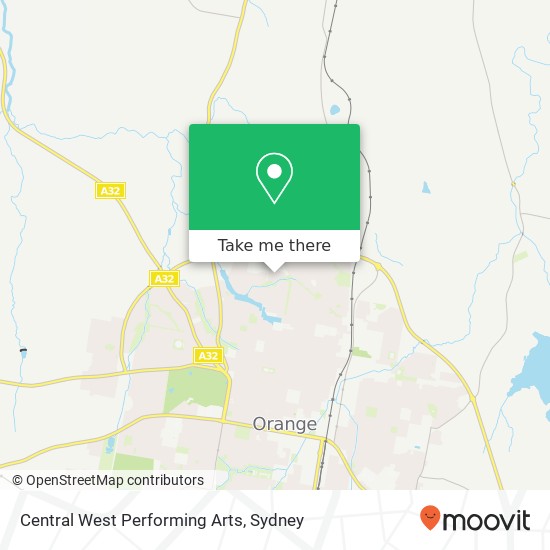 Mapa Central West Performing Arts, Majestic Way Orange NSW 2800