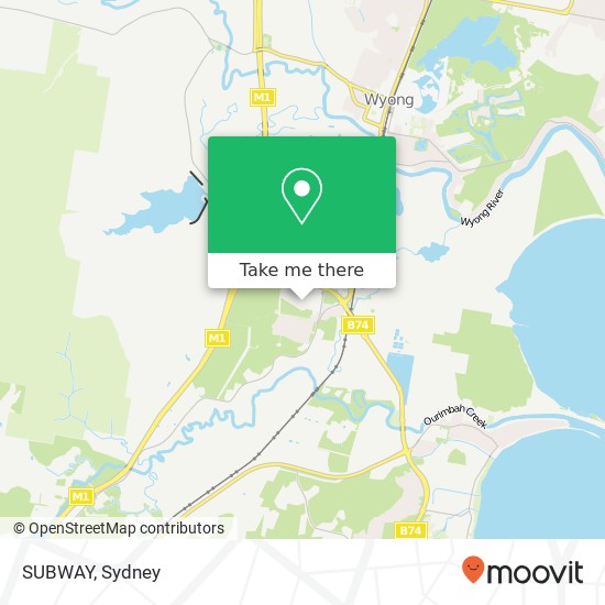 Mapa SUBWAY, Tuggerah NSW 2259
