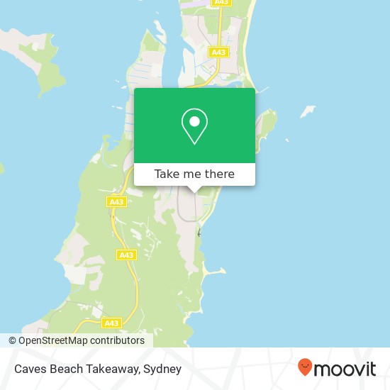 Mapa Caves Beach Takeaway, Caves Beach Rd Caves Beach NSW 2281