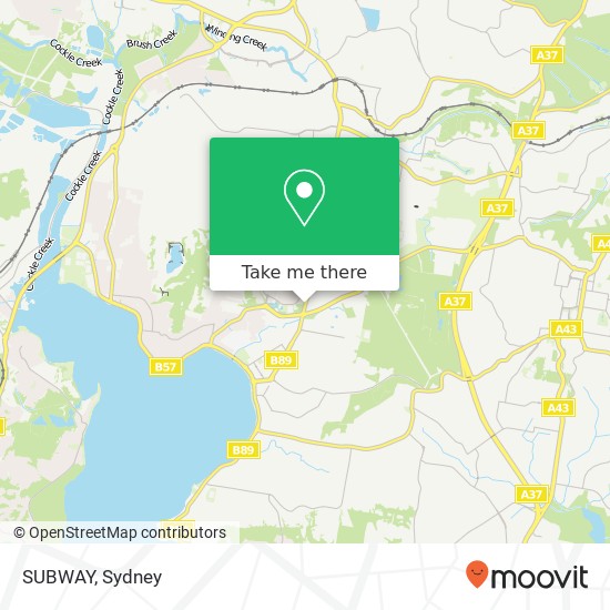 Mapa SUBWAY, Macquarie Rd Warners Bay NSW 2282