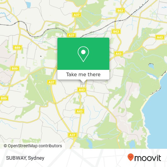 Mapa SUBWAY, Frederick St Charlestown NSW 2290