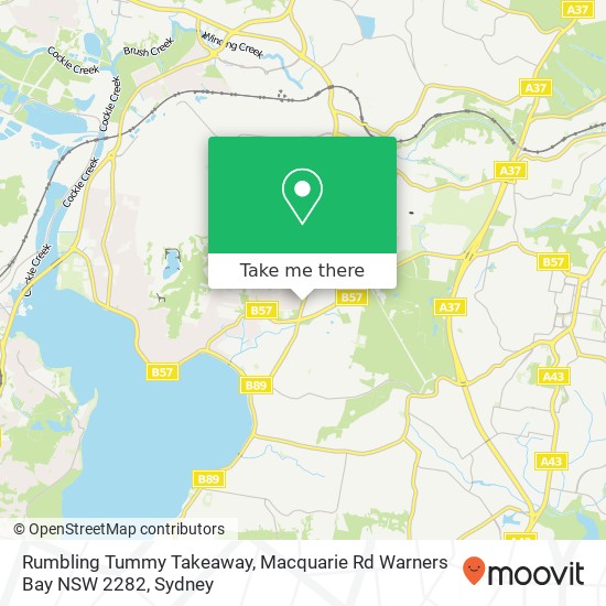 Mapa Rumbling Tummy Takeaway, Macquarie Rd Warners Bay NSW 2282