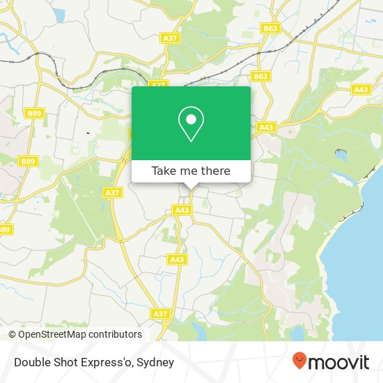 Mapa Double Shot Express'o, Pacific Hwy Charlestown NSW 2290
