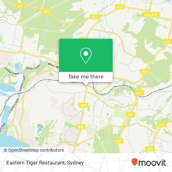 Mapa Eastern Tiger Restaurant, 54 Macquarie Rd Cardiff NSW 2285