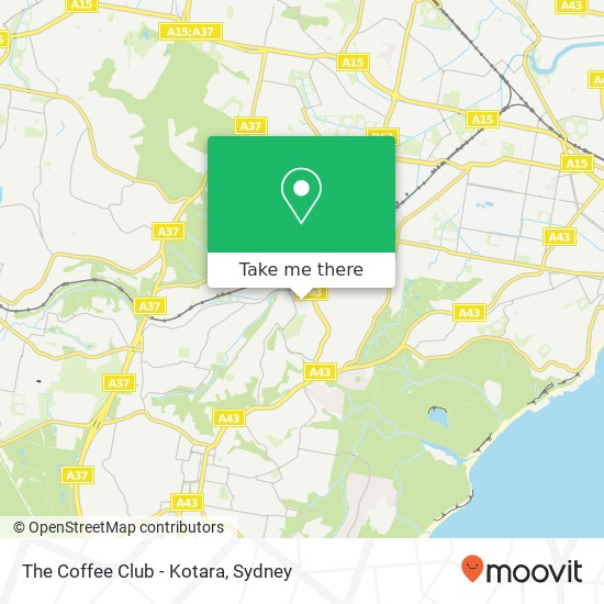 Mapa The Coffee Club - Kotara, 75-89 Park Ave Kotara NSW 2289