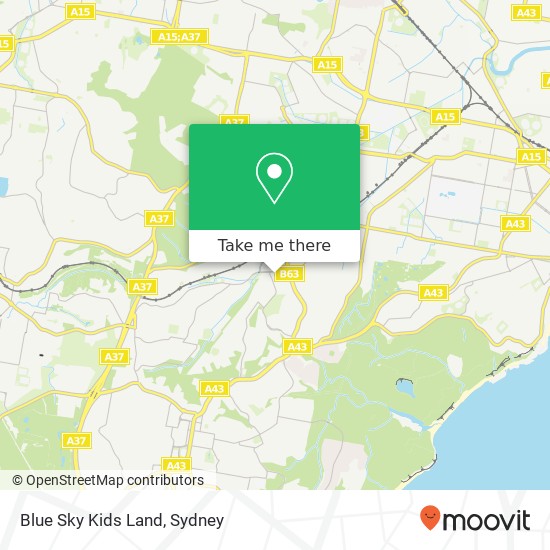 Mapa Blue Sky Kids Land, 75-89 Park Ave Kotara NSW 2289