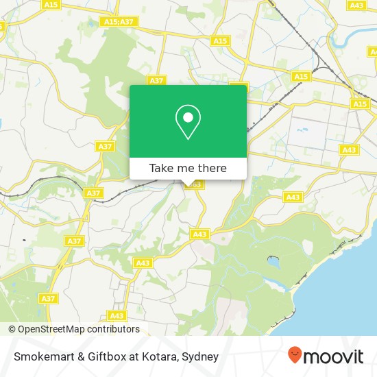 Mapa Smokemart & Giftbox at Kotara, Park Ave Kotara NSW 2289