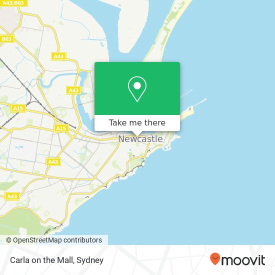 Mapa Carla on the Mall, 184 Hunter St Newcastle NSW 2300