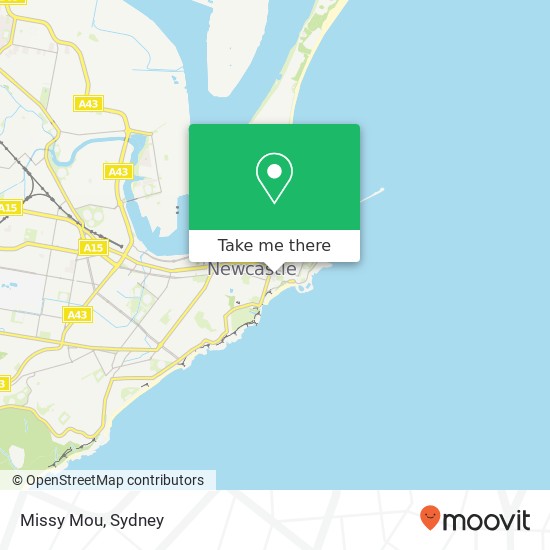 Mapa Missy Mou, 38 Hunter St Newcastle NSW 2300
