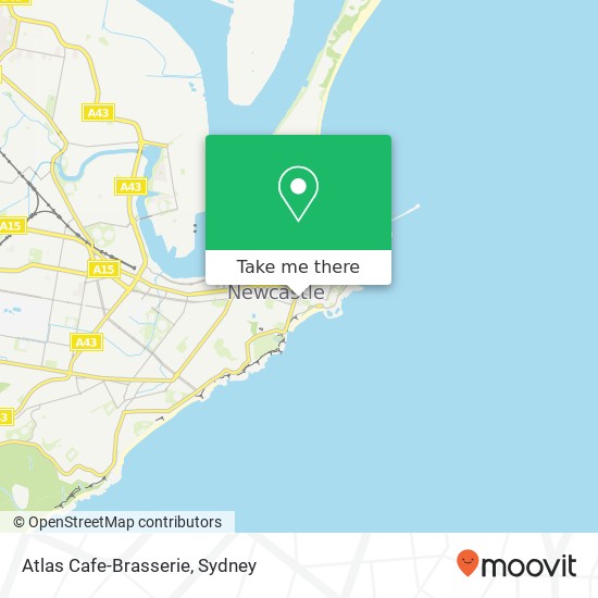 Mapa Atlas Cafe-Brasserie, 35 Hunter St Newcastle NSW 2300
