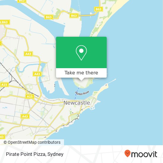 Mapa Pirate Point Pizza, Mitchell St Stockton NSW 2295