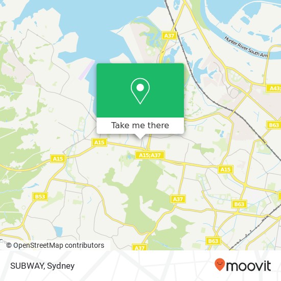 Mapa SUBWAY, Jesmond NSW 2299