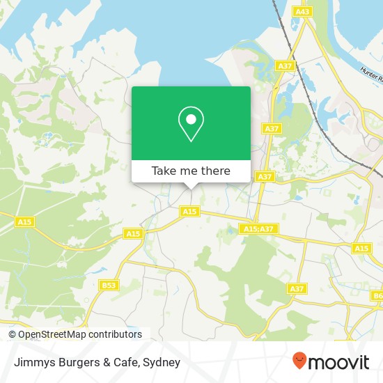 Mapa Jimmys Burgers & Cafe, 8 Longworth Ave Wallsend NSW 2287