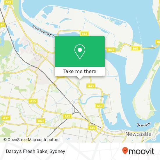 Mapa Darby's Fresh Bake, 1 Park St Mayfield NSW 2304
