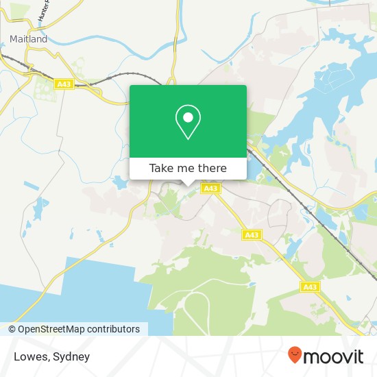 Mapa Lowes, East Maitland NSW 2323