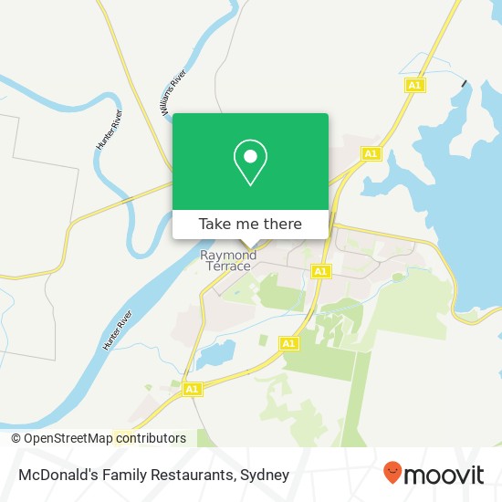 McDonald's Family Restaurants, William Bailey St Raymond Terrace NSW 2324 map