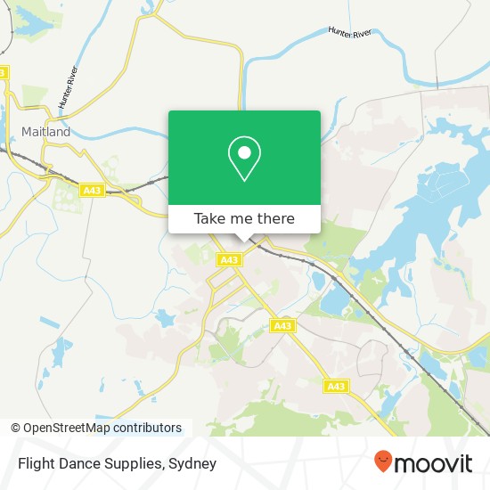 Mapa Flight Dance Supplies, 106 George St East Maitland NSW 2323