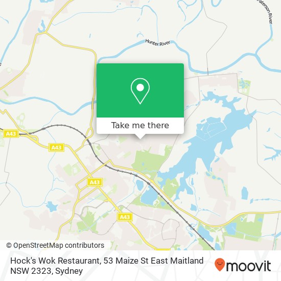 Hock's Wok Restaurant, 53 Maize St East Maitland NSW 2323 map