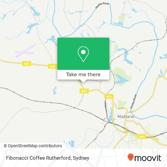 Mapa Fibonacci Coffee Rutherford, West Mall Rutherford NSW 2320