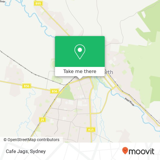 Mapa Cafe Jags, Bridge St West Tamworth NSW 2340