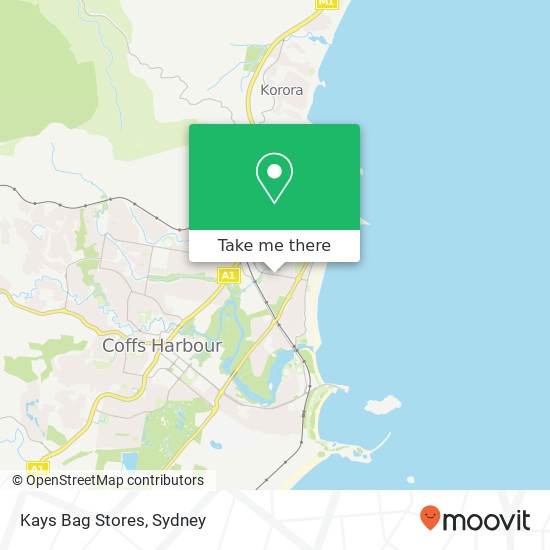 Mapa Kays Bag Stores, Park Beach Rd Coffs Harbour NSW 2450